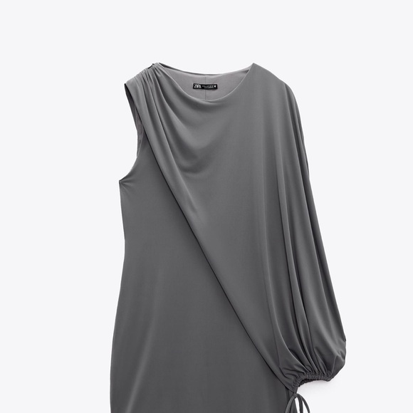 Zara One Shoulder Gray Dress - Picture 7 of 7